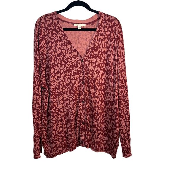 Merona Sweaters - Merona Maroon Floral Cardigan Sweater Button Up V-Neck Plus Size 28W 30W 4X